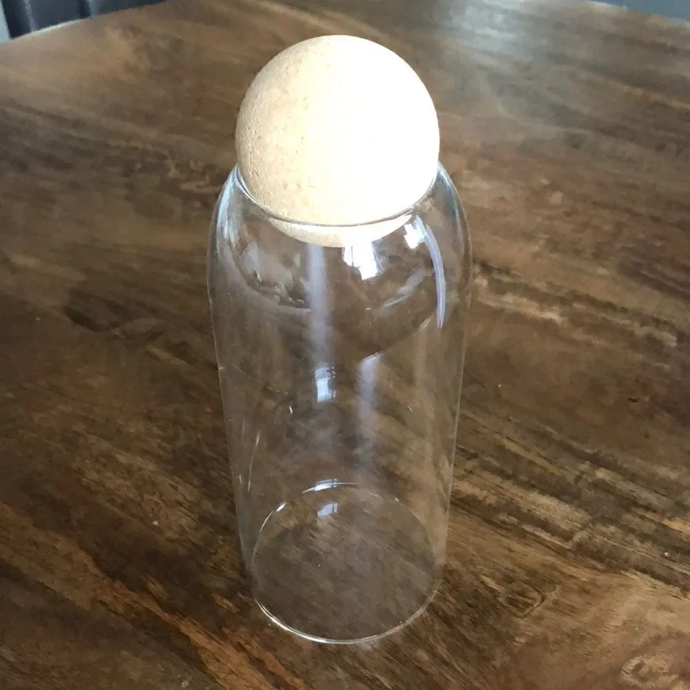 Cork Ball Top Glass Canister